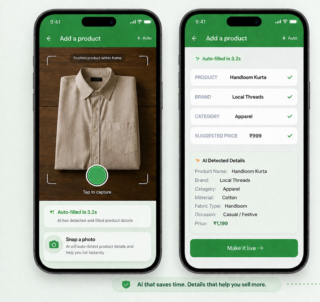 Snap a photo and AI auto-fills your product details