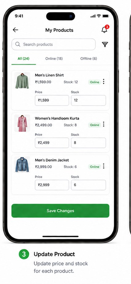Update Product — update price and stock for each product